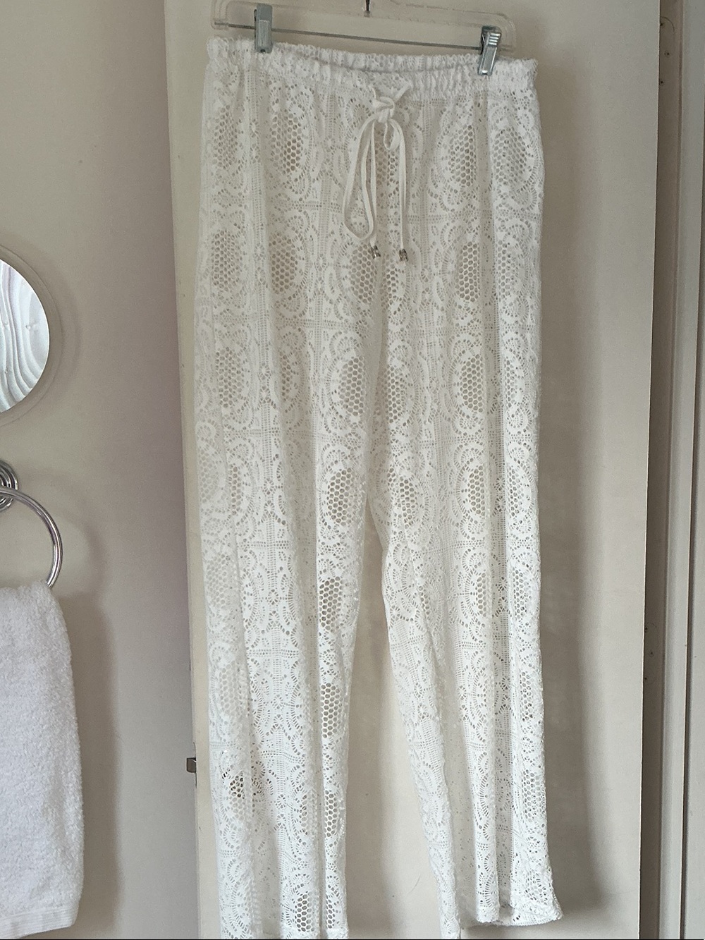 White Lace Drawstring Pants